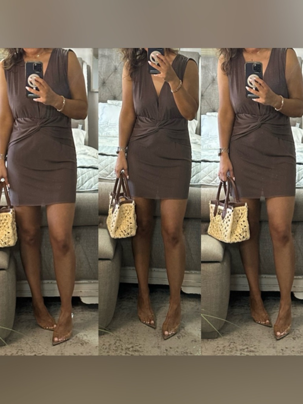 New🩷 Mocha Brown Cover Up Swim Beach Dress